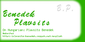 benedek plavsits business card